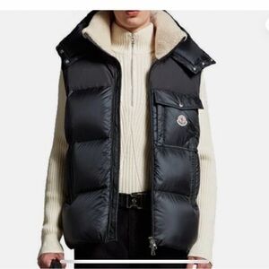 Moncler Black Down Vest with Logo